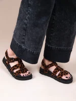 Tie Leo Γυναικεία Δερμάτινα Flatforms Λεοπάρ - Image 2