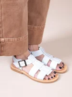 Tie Snake Γυναικεία Δερμάτινα Σανδάλια Λευκά